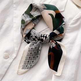 Resim Kadın Modası Şık Çiçek Bahçe Eşarbı, 70cm Kare Polyester Elyaf Şal, İlkbahar, Sonbahar ve Kış İçin Zarif Baskılı Küçük Yaka Eşarbı 