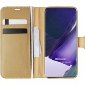 Resim Samsung Galaxy Note 20 Ultra Kılıf Delux Leather Wallet Gold Microsonic