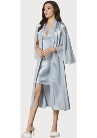 Resim Pierre Cardin Saten Dantelli Gecelik Ve Sabahlık Takımı 4375 Mist 001 