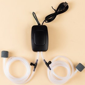 Resim USB Oksijen Pompası, Ev Oksijen Pompası, Mini, Sessiz, Çift Delikli, Açık Hava Balıkçılık Balık Tankı Aerator, Kompakt ve Pratik, Balık, Karides, Yengeç, Kaplumbağa, Salyangoz vb. için Uygun, Pilsiz 