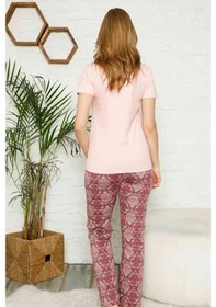 Resim Alimer Pembe Bisiklet Yaka Kısa Kollu Kadın Pijama Takımı 2554P 