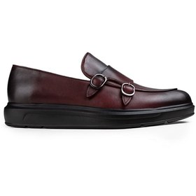 Resim Deery Hakiki Deri Bordo Çift Tokalı Erkek Comfort Loafer 