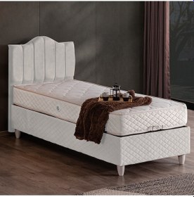 Resim Trend Tek Kişilik Baza Başlık Letto Yatak Seti Beyaz 120 x 200 