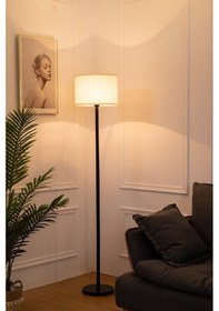 Resim RİOLİGHT VİNTAGE,RUSTİK,RETRO SİYAH METAL GÖVDE KREM KUMAŞ BAŞLIK 