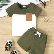 Resim 2 adet Bebek ve Çocukların Renk Çatışması Pamuk Yaz Kıyafeti, T-shirt ve Rahat Şort, Bebek Erkek Giysileri 