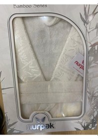 Resim Nurpak Bambu Tek Bornoz Krem 