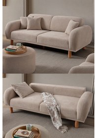 Resim Regnum Üçlü Koltuk Taş Renk Ekru 