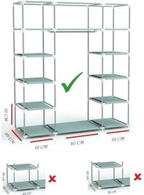Resim Çift Yandan Raflı Bez Dolap Gri 