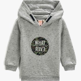 Resim Erkek Bebek Baskılı Kapüşonlu Sweatshirt 