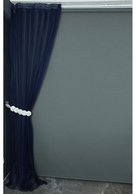 Resim ORKİDE MODEL LACİVERT RENK TEK KANAT Pileli Fon Perde 75*260 cm Lacivert 