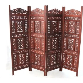 Resim Alsepeteavm Ahşap Maun Rengi El Oyması Paravan No:c 