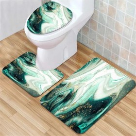 Resim DouranShop Kumral Stili Kaymaz Mat Mermer Tuvalet Paspas Zemin Halıları Ev Gereçleri Banyo Halısı Basit Stil Doku Mavi Wc Mat Duş Halısı Için (Yurt Dışından) 