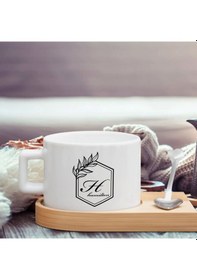 Resim Bk Gift Kişiye Özel Baş Harf İsimli Ahşap Altlıklı Seramik Fincan-3 , Meslek Hediyesi, Yeni İş Hediyesi Kobitmeyen138072 Bk Gift 