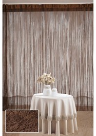 Resim Düz İp Perde 180 Cm En 280 Cm Boy Kahverengi Renk Hazır İp Perde Kahve Rengi 