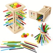 Resim EFHZUG Ahşap Üst Üste Kule Oyunu - 3’ü 1 Arada Öğrenme Oyuncak, Yüksek Kule Yapımı, Çocuklar ve Küçükler için Eğitici Bulmaca Oyunu - İnce Motor Beceriler, Mantık & Problem Çözme - Doğum Günü/Noel/Şükran Günü/Cadılar Bayramı Hediyesi - Geri Dönüştürülmüş Ahşap İnşa - 3-6 Yaş, Bilişsel Gelişim Oyunları, Doğal Ahşap Yapım 