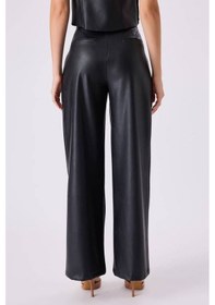 Resim Fever Wide Leg Kadın Deri Pantolon 342112009 Siyah 