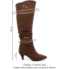 Resim Gönderi(R) Kadın Kahve Süet Sivri Burun Körüklü İnce Topuklu Çizme Dkzc66832507 Kahverengi 