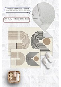 Resim Dijital Baskı Modern Kaymaz Taban 2li Set Banyo Paspası Klozet Takımı 50x60cm-60x100cm Kahverengi 