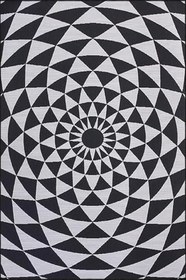 Resim rugs modern Daire ve Üçgen Desenli Siyah Beyaz Dokuma Taban miravip654, 155 x 230 