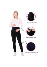 Resim Luvmabelly Myra8051 Beli Ayarlanabilir Kışlık Kadife Hamile Tayt -lacivert-lacivert 