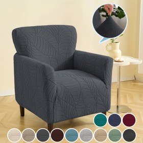 Resim 1 adet Boho Jakarlı Yaprak Desenli Esnek Koltuk Kılıfı, Yüksek Esneklikli Çıkarılabilir ve Yıkanabilir Kanepe Koruyucu, Evcil Dostu, Makinede Yıkanabilir, T-Kuşak Tasarımı, Otel ve Ev Kullanımı için Uyumlu, Evcil Dostu Kaydırmalı Kılıf | Yaprak Desenli Tasarım | Çıkarılabilir Kılıf 