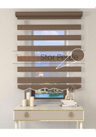 Resim Somon Rengi Etek Dilimli Zebra Stor Güneşlik Perde Kırık Somon Rengi 