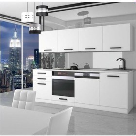 Resim Lima Hazır Mutfak Dolabı 240 Cm-beyaz Laminat Tezgah Dahil-bulaşık Makinesi Yeri Mevcut-mat Beyaz 