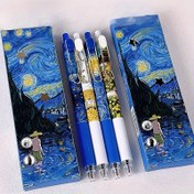 Resim 4 adet Van Gogh Yağlı Boya Jel Kalemi Seti, Hafif Geri Çekilebilir 0.5mm Tasarım, Mavi Plastik - Çalışma ve Ofis Malzemeleri için İdeal, Aile ve Arkadaşlar için Mükemmel Hediye, Geri Çekilebilir, Öğrenci Ödülleri için Uygun 