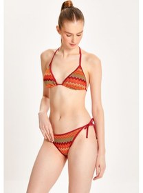 Resim Too Salty Swimwear Kadın Bordo Dantelli Yandan Bağlamalı Üçgen Bikini Takımı 24s116st Bordo 