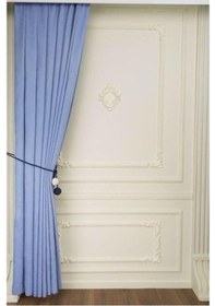 Resim Mavi Ada Fon Perde Pilesiz Extraforlu Düz Dikim Büzgü Pile-mavi Mavi 