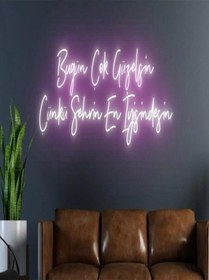 Resim Bugün Çok Güzelsin Çünkü Şehrin En İyisindesin Yazılı Neon Tabela Pembe 