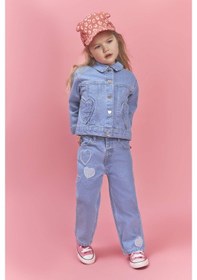 Resim Defacto Kalp Patchli Pamuklu Pantolon Kız Bebek H0368A526SM 