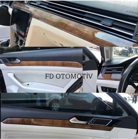 Resim Volkswagen Passat B8 Fındık Ağacı + Parlak Siyah Full Özel Set Torpido Konsol Maun Kaplama 
