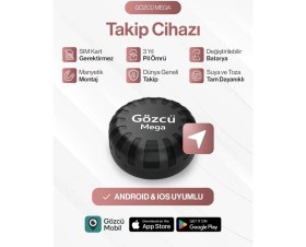 Resim Gözcü Mobil Mega Takip Cihazı Ios Android Uyumlu Motor Araç Taşıt Gps Cihazı IP68 Su Geçirmez Akıllı Takibi (5-10 Dakika Aralıklı Sinyal Alır) 