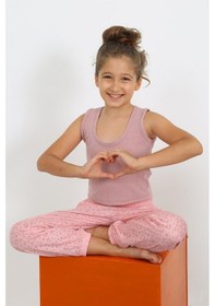 Resim Akbeniz Kız Çocuk Sıfır Kol Gül Kurusu Penye Pijama Takım 20433 Gülkurusu 