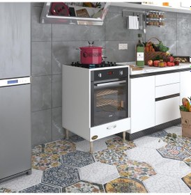 Resim Kenzlife Ankastre Modülü Kabini Polonyum Byz Fırın Ocak Dolabı Özel Boy Ayarlı Ayaklı Kapaklı 