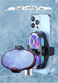 Resim Wintoup Telefon Soğutucu Çift Fanlı 3 Hız Kademeli RGB Işıklı Redmi Note 11 / Pro Uyumlu 