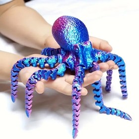 Resim Cute Movable Joint Print Octopus Toy - 27cm / Radiation Purple Octopus 