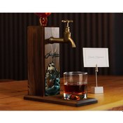 Resim Bk Gift Kişiye Özel Kabartma İsimli Tarihli Pirates Ship Tasarımlı Musluklu Ceviz Ahşap Şarap Standı-11, Viski Çeşmesi, Babaya Hediye, İçecek Dispense 