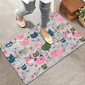 Resim Monnhein Kapı Önü Paspası - Modern ve Şık Kapı Paspası | Ev, Ofis ve Dış Mekân Kullanımı İçin (Renkli Kedi Bahçesi) 40x60 