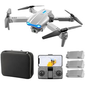 Resim Vkemall K3 E99 Yükseltme Modeli 3 Yönlü Engellere Kaçınma Drone - Gri 4k Çift Kamera, 3 Pil, Otomatik Kalkış/iniş, İz Uçuş, El İfadesi Fotoğrafçılığı 
