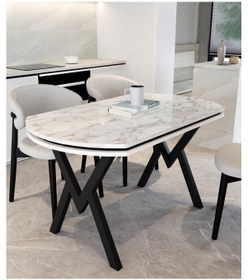 Resim Avenza Living 70 120 Sabit Gofret Yemek Masası Beyaz Mermer 