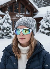 Resim EMC Kayak Gözlüğü Unisex Beyaz UV Korumalı Antifog Ventilli Güneş Kar Snowboard Gözlüğü 