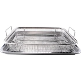 Resim Fırın Için Hava Fritöz Sepeti, Paslanmaz Çelik Kırıcı Tepsi ve Tava, Fırında Lüks Hava Kızartması, 2 Parçalı Set, Izgara Için (Yurt Dışından) 
