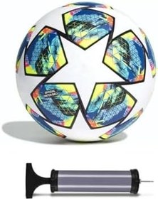 Resim TECHCG Champions League Tasarımı Dikişli Futbol Topu, 5 Numara + Pompa Beyaz 