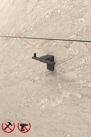 Resim Alper Banyo Premium F1 Model Siyah Bornoz Askılık, Havluluk | Paslanmaz Çelik | 5 Yıl Garantili Montajlı Üründür 