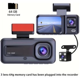 Resim Cordial 3 Kanallı 64gb Sd Kartlı Araç Kamerası Ön Ve Arka Dahili Kamera Hd Gece Görüşü Döngü Kayıt Araç Dvr Siyah Kutu 