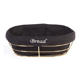 Resim Biradlı HW-186A Bezli Oval Ekmek Sepeti, 26x17x6.5 cm, Altın 