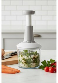 Resim Basmali El Rondosu Sebze Meyve Doğrayıcı 1 Lt 2 Parça Gri 