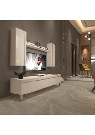 Resim Decoraktiv Eko 5d Mdf Std Krom Ayaklı Tv Ünitesi Tv Sehpası Beyaz 